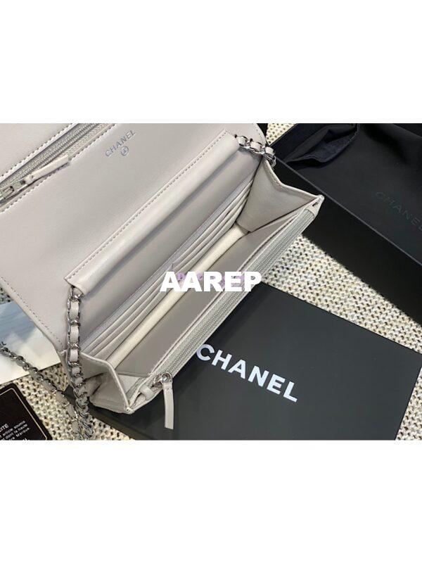 Replica Chanel CC Classic Lambskin Wallet On Chain WOC Grey Bag 15