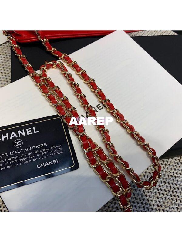Replica Chanel CC Classic Lambskin Wallet On Chain WOC Red Bag 4