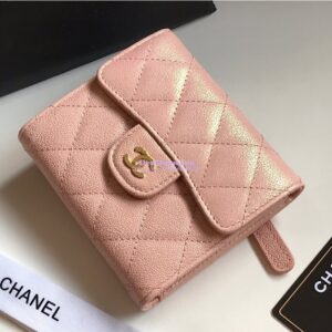 Replica Chanel Small Zip Pocket Wallet Iridescent Pink Grainy Calfskin A82288 2