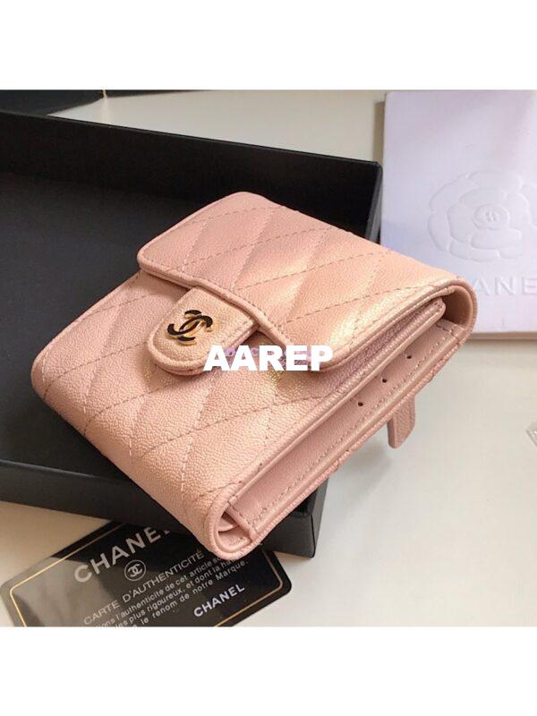 Replica Chanel Small Zip Pocket Wallet Iridescent Pink Grainy Calfskin A82288 3