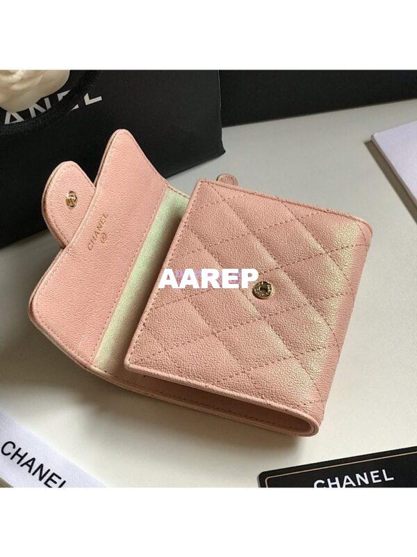 Replica Chanel Small Zip Pocket Wallet Iridescent Pink Grainy Calfskin A82288 6