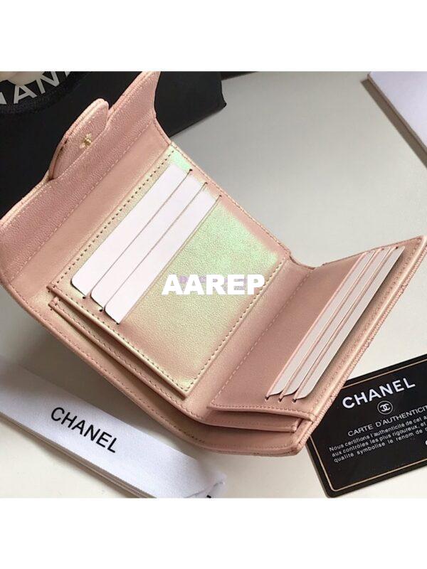 Replica Chanel Small Zip Pocket Wallet Iridescent Pink Grainy Calfskin A82288 8