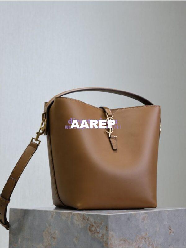 Replica YSL Saint Laurent Le 37 in Shiny Leather 7428282 Dark Cork 3