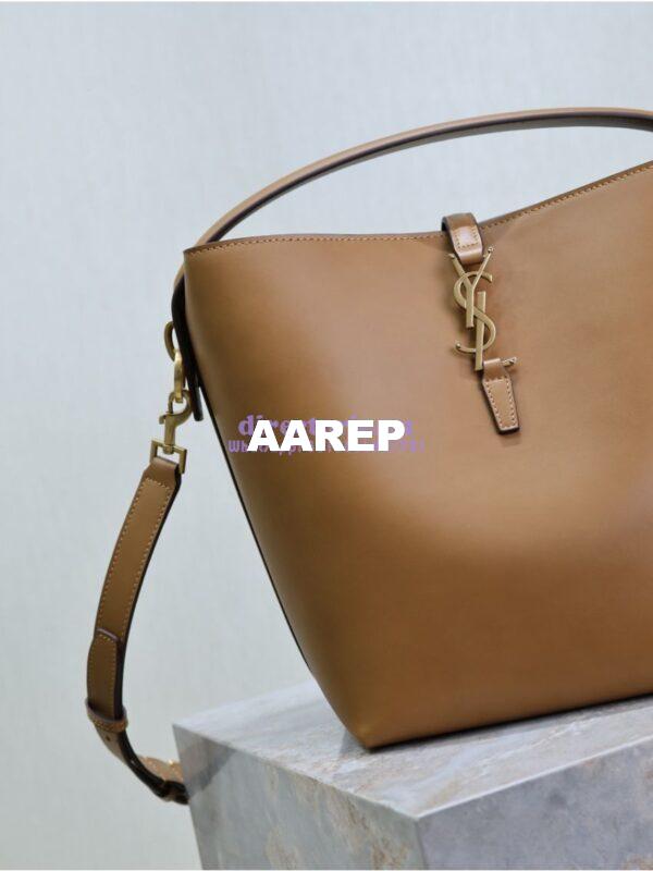 Replica YSL Saint Laurent Le 37 in Shiny Leather 7428282 Dark Cork 4