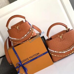 LV M87312 Louis Vuitton Ostrich Capucines Mini Brown