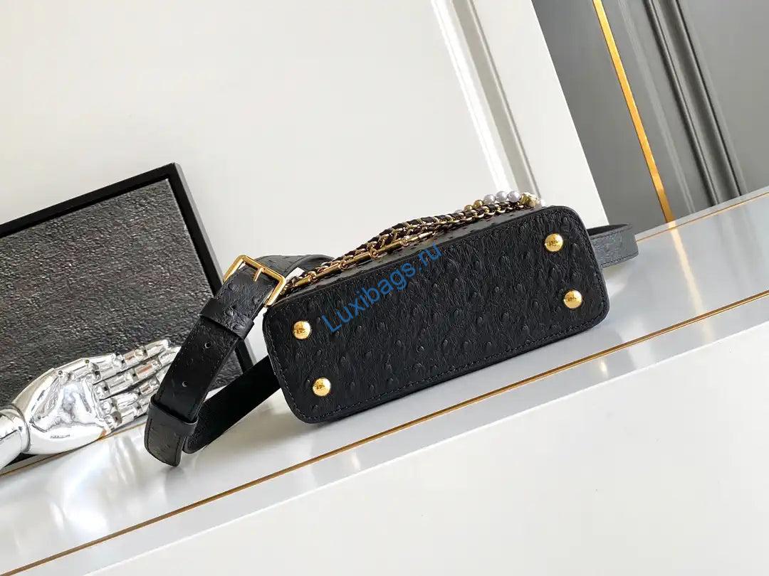 LV M87312 Louis Vuitton Ostrich Capucines Mini Black - Image 3