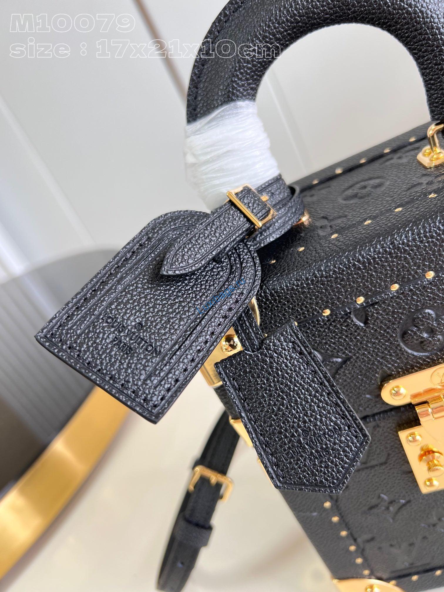 LV M10079 Louis Vuitton Camera Box Handbag Black Monogram Empreinte Leather - Image 2