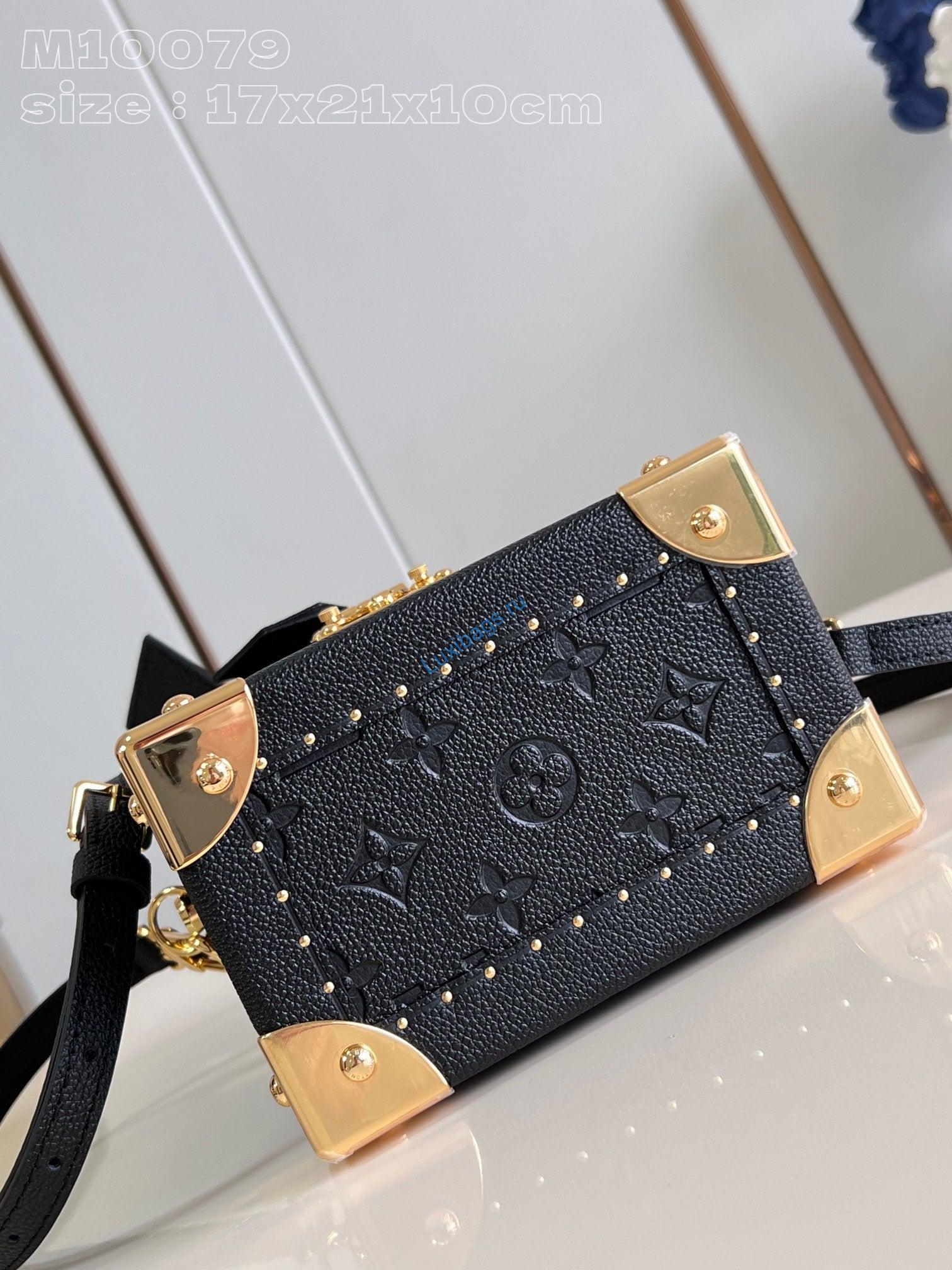 LV M10079 Louis Vuitton Camera Box Handbag Black Monogram Empreinte Leather - Image 6