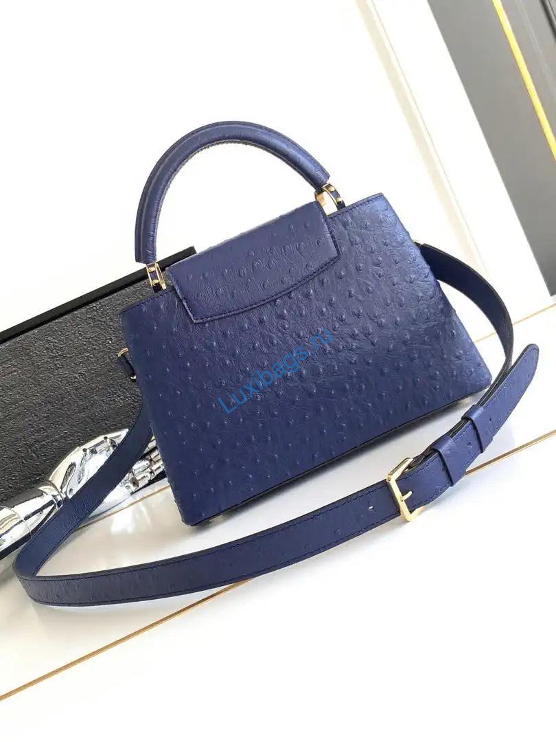 LV M87313 Louis Vuitton Ostrich Capucines BB Navy Blue - Image 2