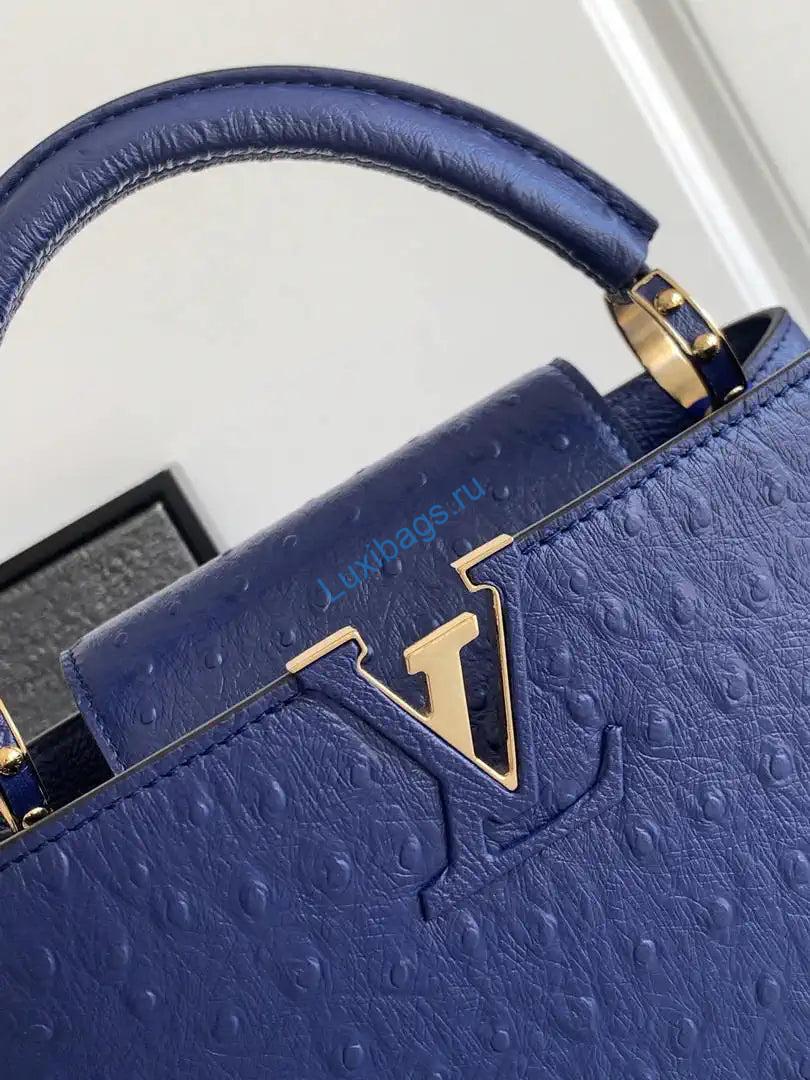 LV M87313 Louis Vuitton Ostrich Capucines BB Navy Blue - Image 4