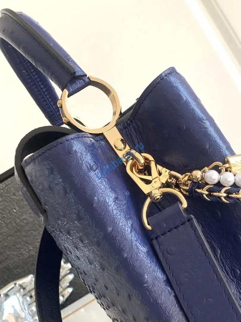 LV M87313 Louis Vuitton Ostrich Capucines BB Navy Blue - Image 5