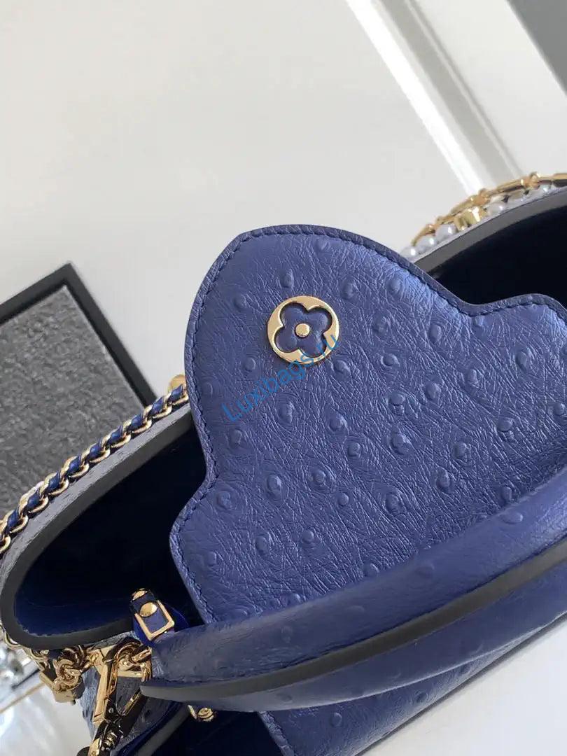 LV M87313 Louis Vuitton Ostrich Capucines BB Navy Blue - Image 6
