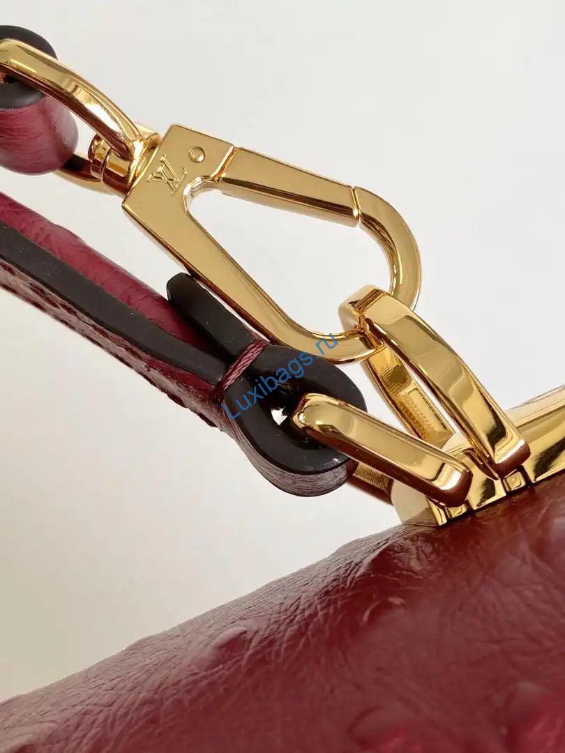 LV M87107 Louis Vuitton Ostrich Rose Des Vents MM Wine Red - Image 5