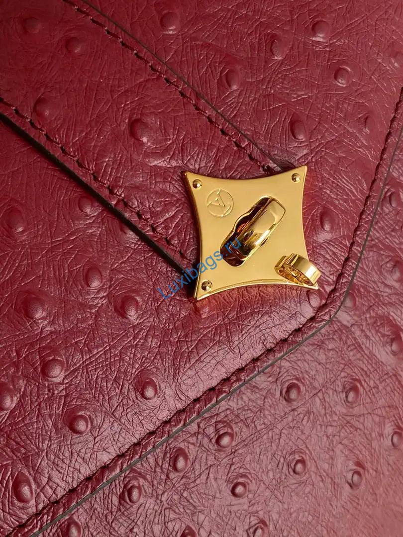LV M87107 Louis Vuitton Ostrich Rose Des Vents MM Wine Red - Image 6