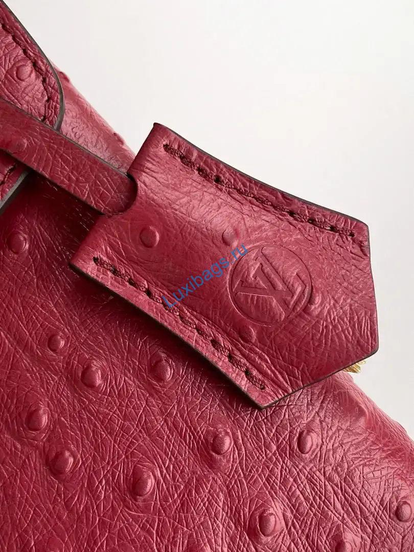 LV M87107 Louis Vuitton Ostrich Rose Des Vents MM Wine Red - Image 7