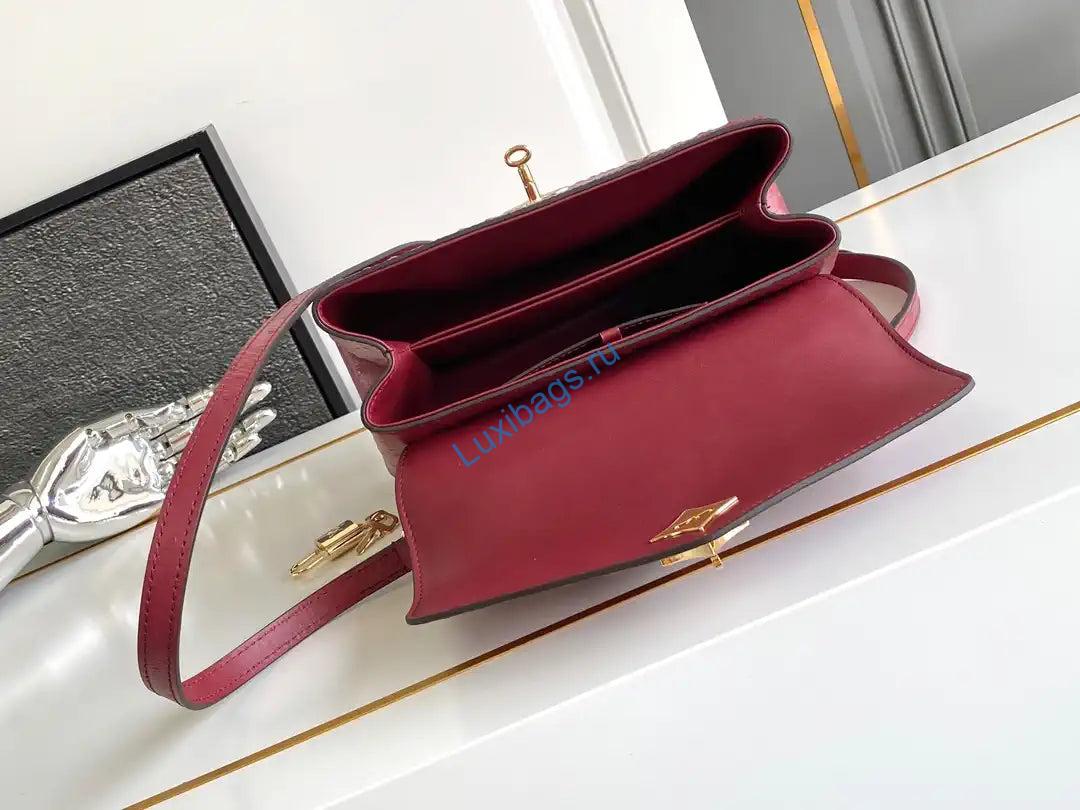 LV M87107 Louis Vuitton Ostrich Rose Des Vents MM Wine Red - Image 8
