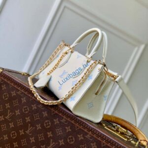 LV M27577 Louis Vuitton OnTheGo East West Bag Milky White/Blue