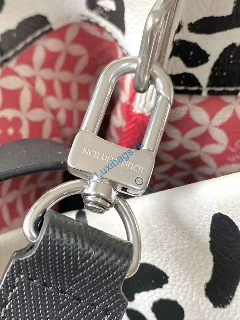 Louis Vuitton Shopper Tote MM Bag LV N40797 Other Leathers White Black - Image 7