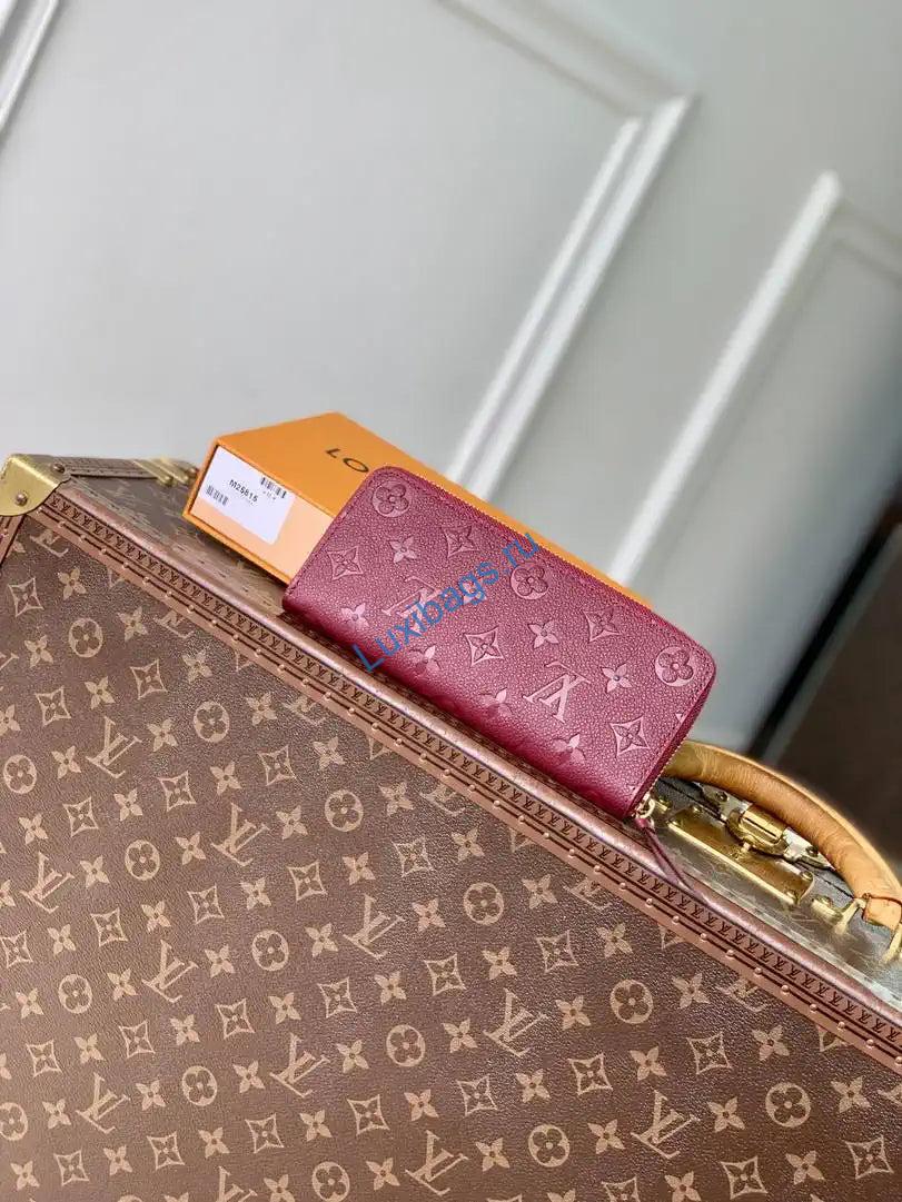 Louis Vuitton LV M25815 Clémence Wallet Monogram Empreinte Leather Wine Red - Image 2