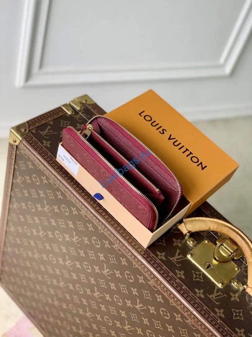 Louis Vuitton LV M25815 Clémence Wallet Monogram Empreinte Leather Wine Red - Image 9