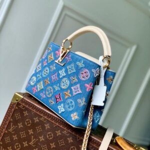 LV M12947 Louis Vuitton Capucines BB Bag Denim Blue/Cream