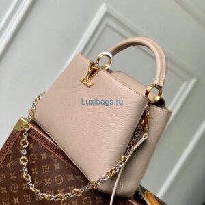 LV M12935 Louis Vuitton Capucines MM Handbag Galet Gray