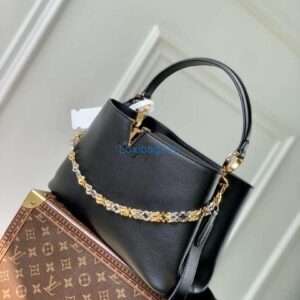 LV M12924 Louis Vuitton Capucines MM Souple Bag Black