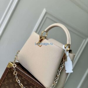 LV M12938 Louis Vuitton Capucines MM Handbag Quartz White