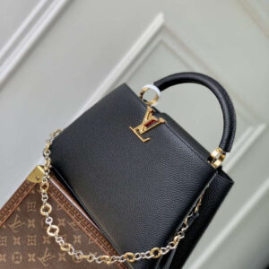 LV M12936 Louis Vuitton Capucines MM Handbag Black