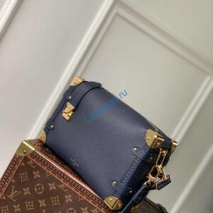 LV M15226 Louis Vuitton Side Trunk MM Handbag Navy Blue