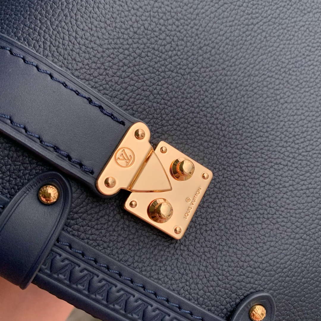 LV M15226 Louis Vuitton Side Trunk MM Handbag Navy Blue - Image 4