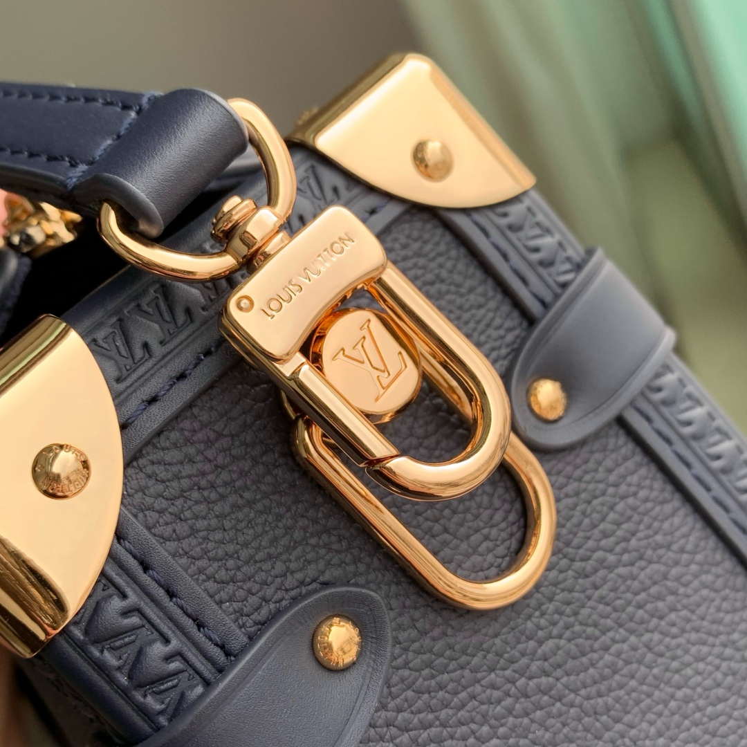 LV M15226 Louis Vuitton Side Trunk MM Handbag Navy Blue - Image 5