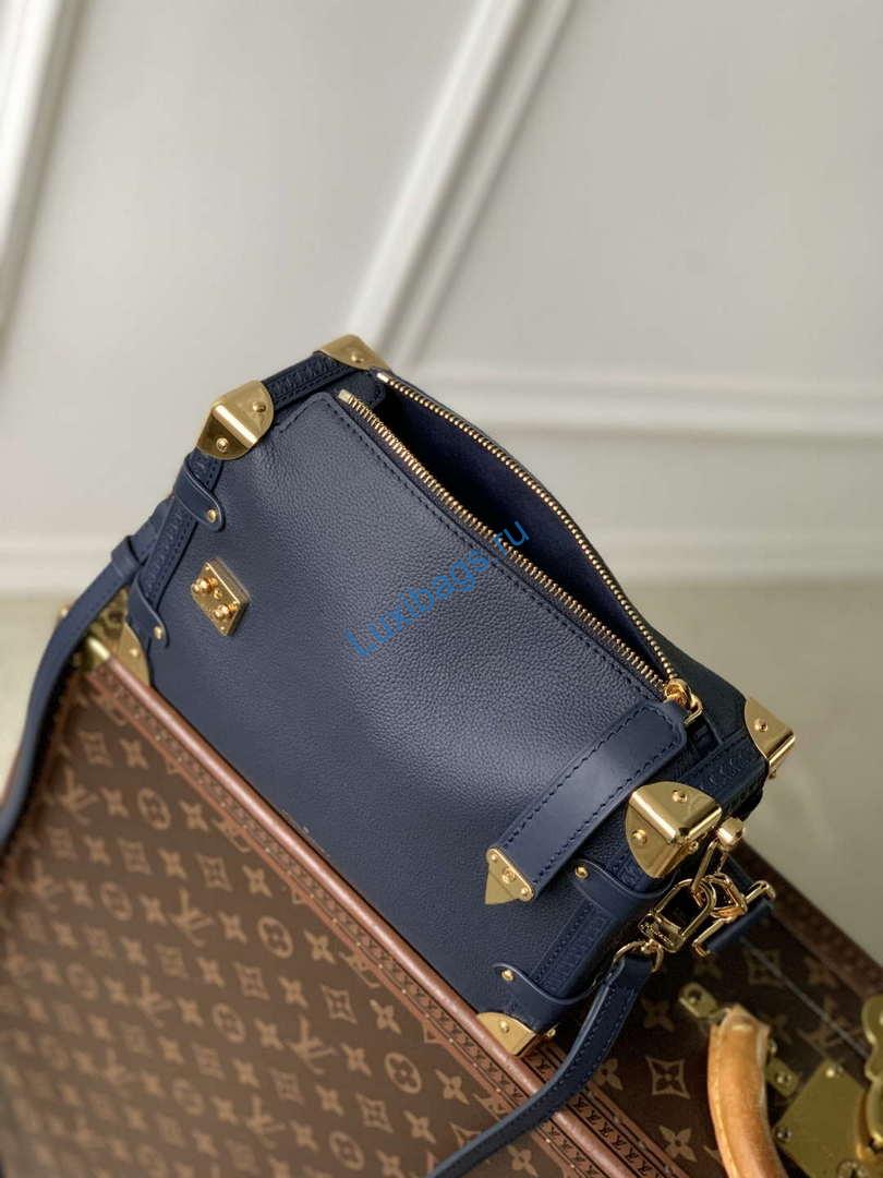 LV M15226 Louis Vuitton Side Trunk MM Handbag Navy Blue - Image 8