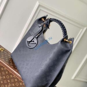 LV M14310 Louis Vuitton Carmel Mahina Calfskin Handbag Navy Blue