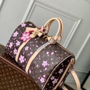 LV M13752 Louis Vuitton LV X TM Keepall Bandoulière 45 Bag Sakura Brown