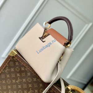 LV M12956 Louis Vuitton Capucines BB Bag Taurillon Leather Galet Gray