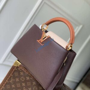 LV M12952 Louis Vuitton Capucines MM Bag Taurillon Leather Chocolate Brown