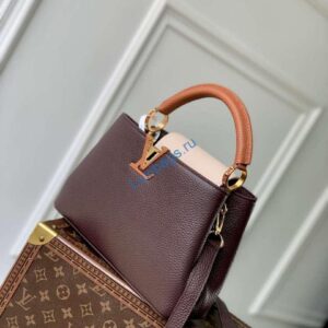LV M12952 Louis Vuitton Capucines BB Bag Taurillon Leather Chocolate Brown