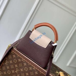 LV M12952 Louis Vuitton Capucines Mini Bag Taurillon Leather Chocolate Brown