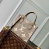 Louis Vuitton LV M47054 OnTheGo BB Handbag Bicolor Monogram Empreinte Leather Tourterelle Crème