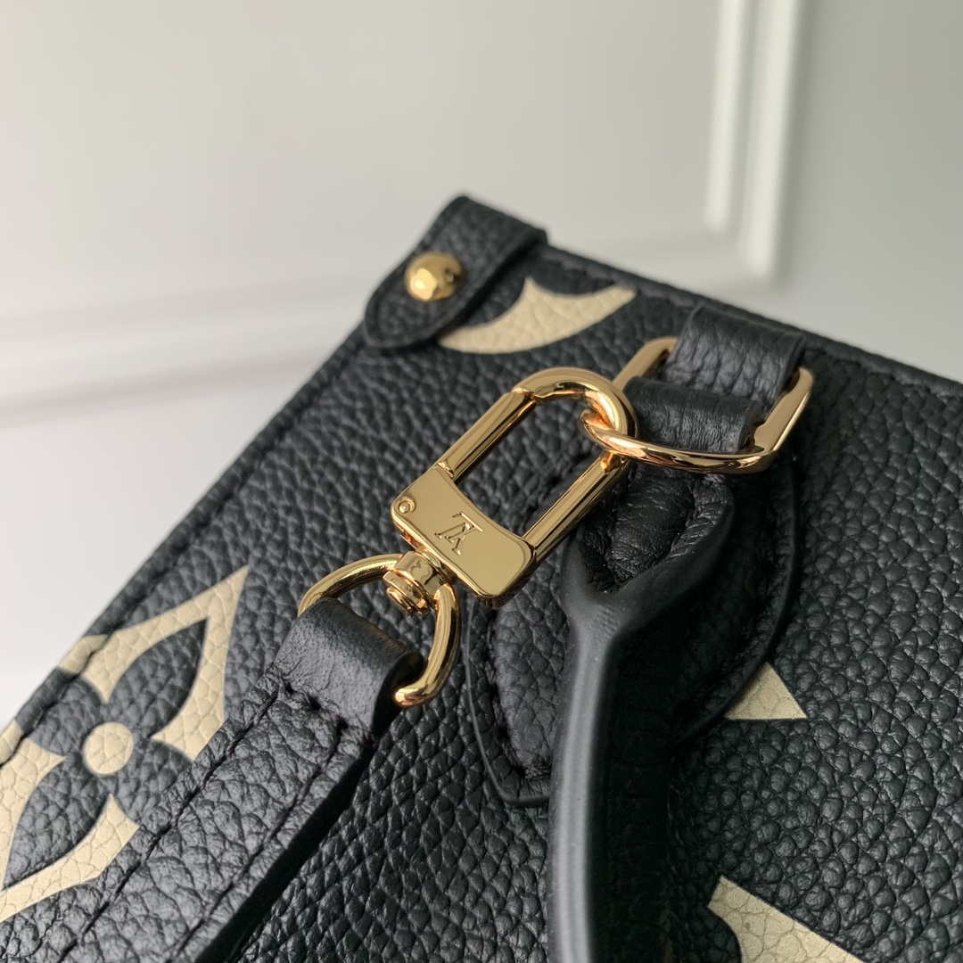 Louis Vuitton LV M47054 OnTheGo BB Handbag Bicolor Monogram Empreinte Leather Black - Image 5