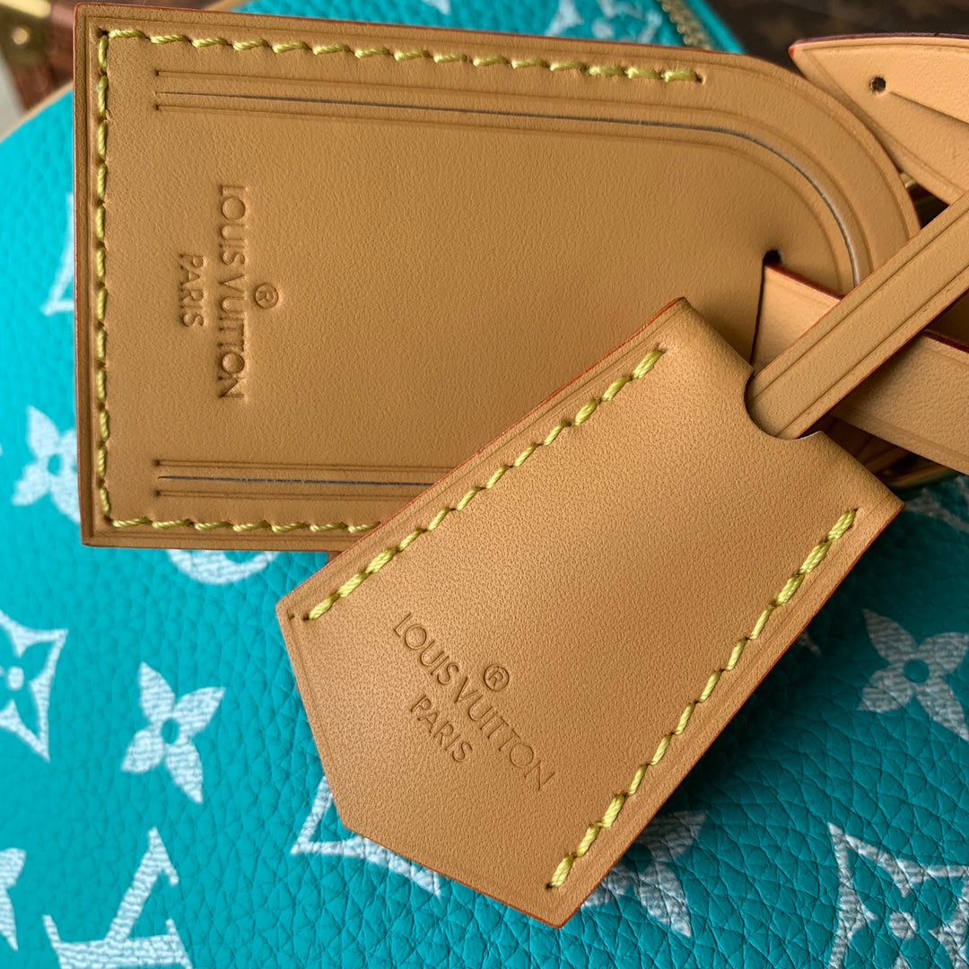LV M21108 Louis Vuitton Speedy P9 Bandoulière 30 Bag Monogram Leather Fluorescent Lake Blue - Image 4