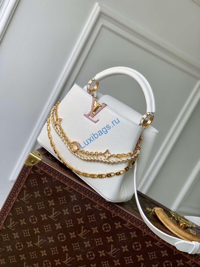 LV M12279 Louis Vuitton Capucines BB Bag Silver Sea