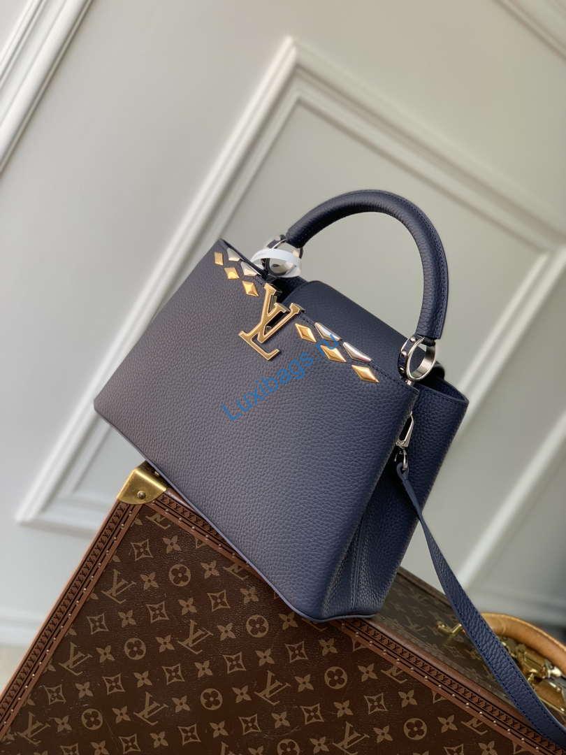 Louis Vuitton LV M12751 Capucines MM Handbag Blue