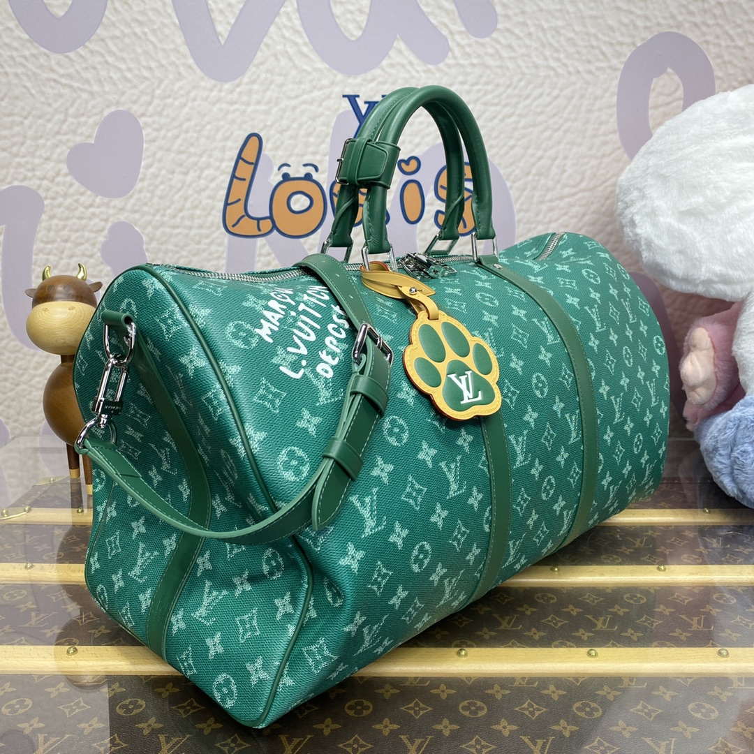 LV M12687 Louis Vuitton Keepall Bandoulière 50 City Bag Green - Image 3