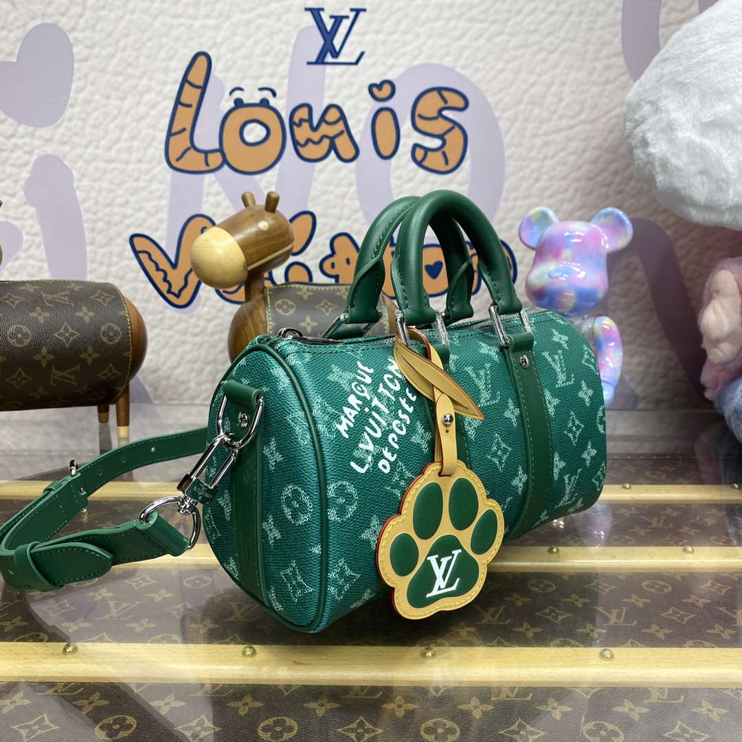 LV M12684 Louis Vuitton Keepall Bandoulière 25 City Bag Green - Image 2