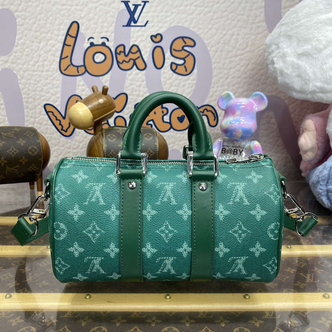 LV M12684 Louis Vuitton Keepall Bandoulière 25 City Bag Green - Image 3