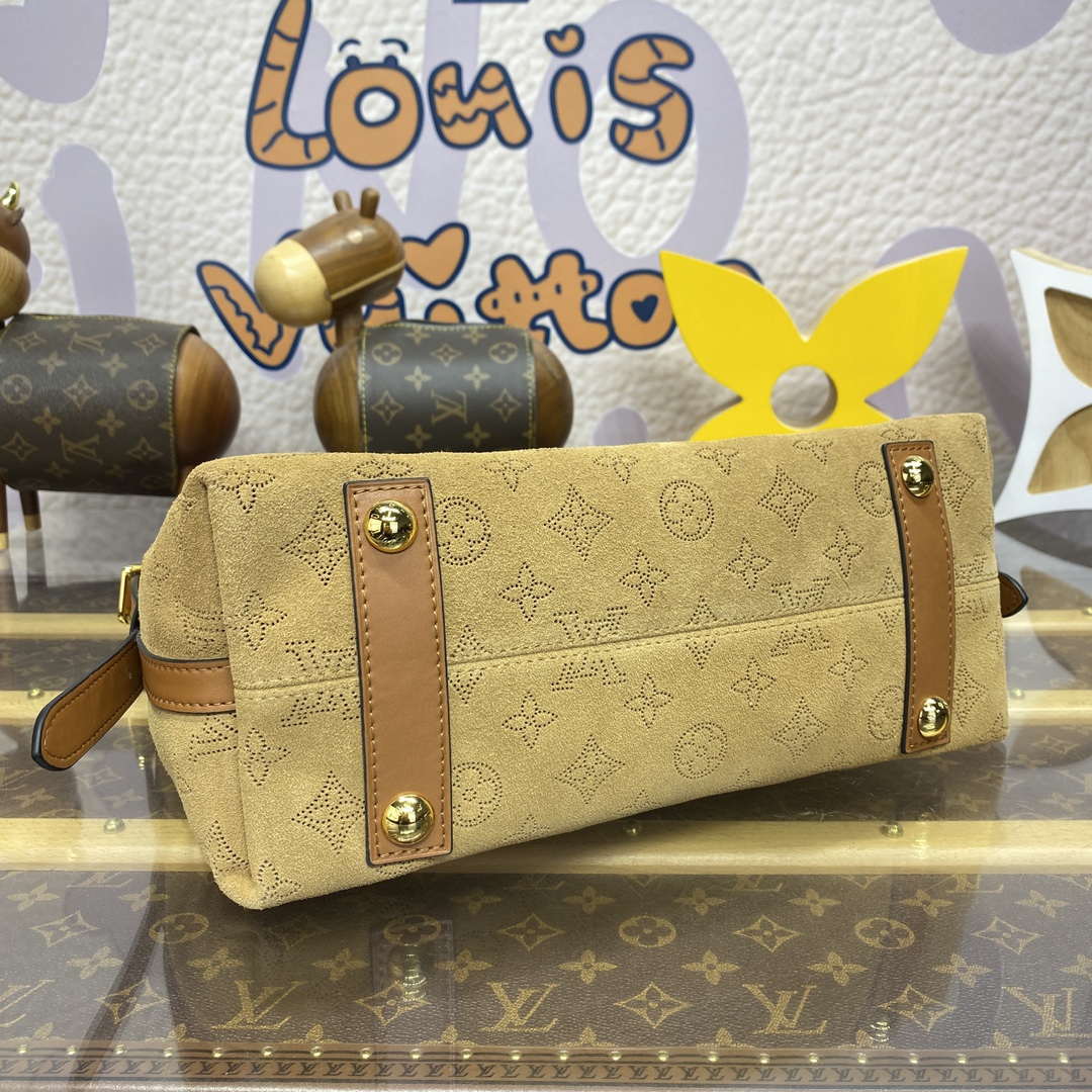 LV M11843 Louis Vuitton CarryAll PM Suede Leather Bag Beige - Image 4
