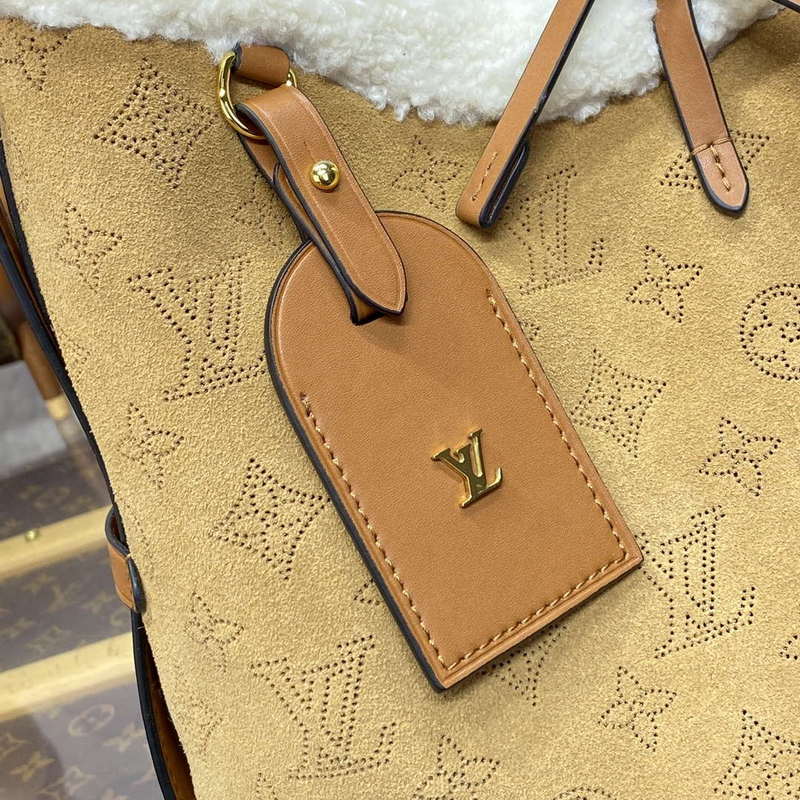 LV M11843 Louis Vuitton CarryAll PM Suede Leather Bag Beige - Image 5