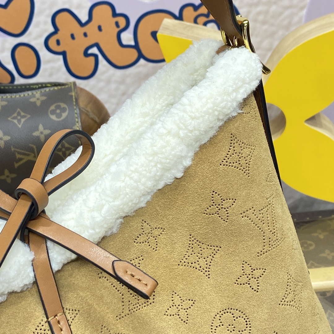 LV M11843 Louis Vuitton CarryAll PM Suede Leather Bag Beige - Image 6